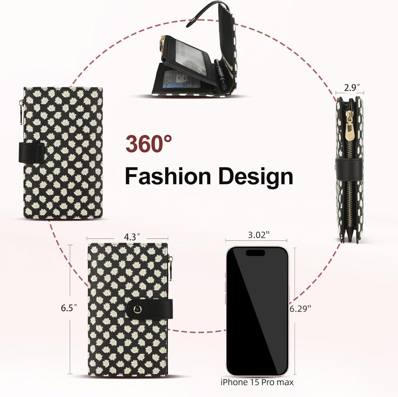 yiijay Womens Wallet RFID Blocking Vegan Leather Trifold Clutch Credit Card Holder Ladies Travel Wallet Purse with Pen Holder - Image 4